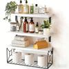 Floating Shelf Set With Easy Installation For Wall Mounting In Bathroom Or Bedroom Displaying Wood Designs