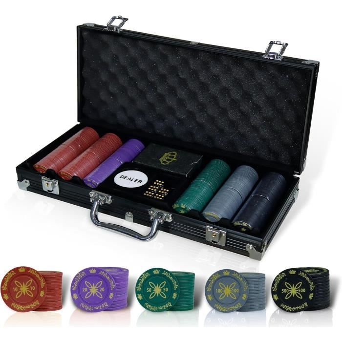CCLIFE Jeu de Jetons de Poker,300 Jetons avec Boîtier en Aluminium,Cartes à Jouer,dés,Dealer