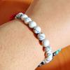 Single Natural Stone Beaded Elastic Bracelet | Turquoise/Red/White Marble Pattern Gem Wristband, Suitable for Daily Wear, Vintage and Simple Style