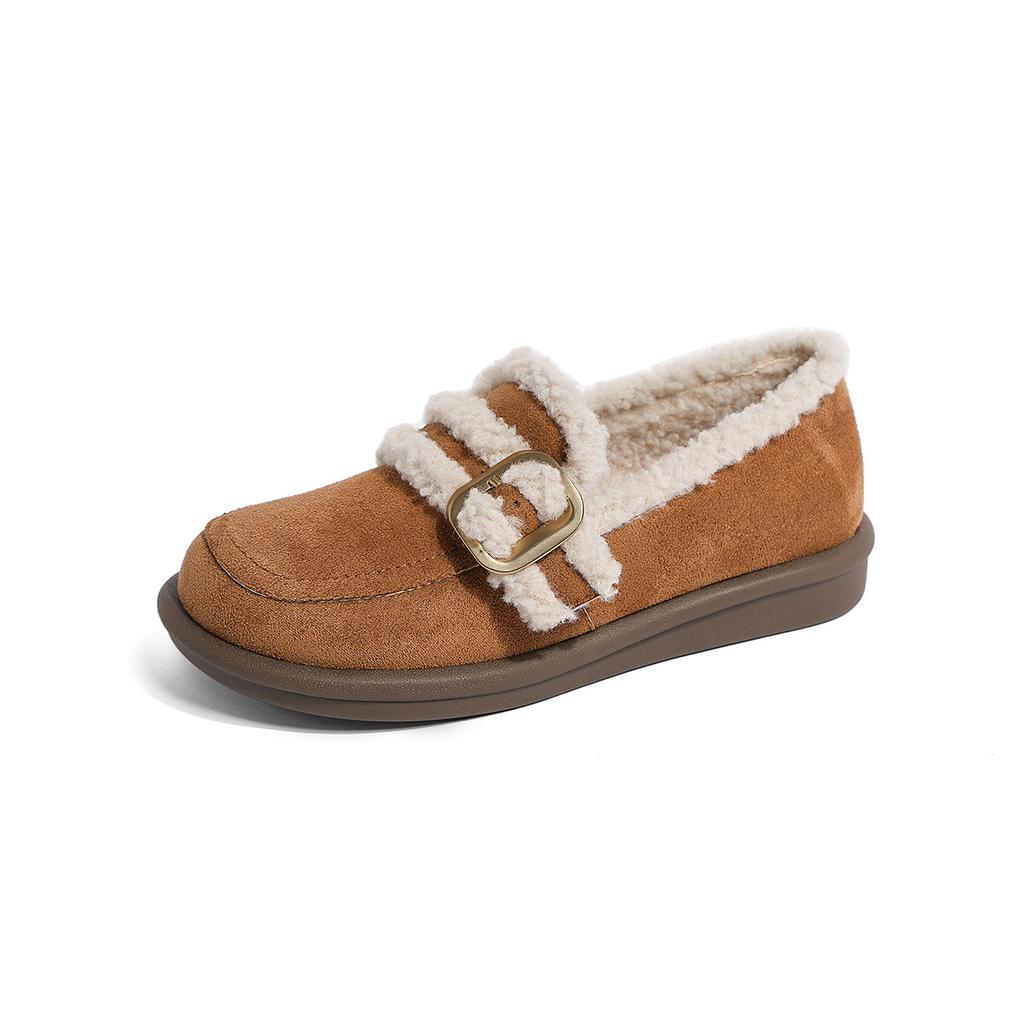 Thick-soled Velvet Women's Winter Fluffy Shoes with One Foot On Cotton Shoes