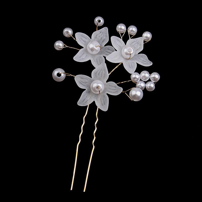 Korean Frosted Flower Pearl Hairpin & Comb Set for Brides