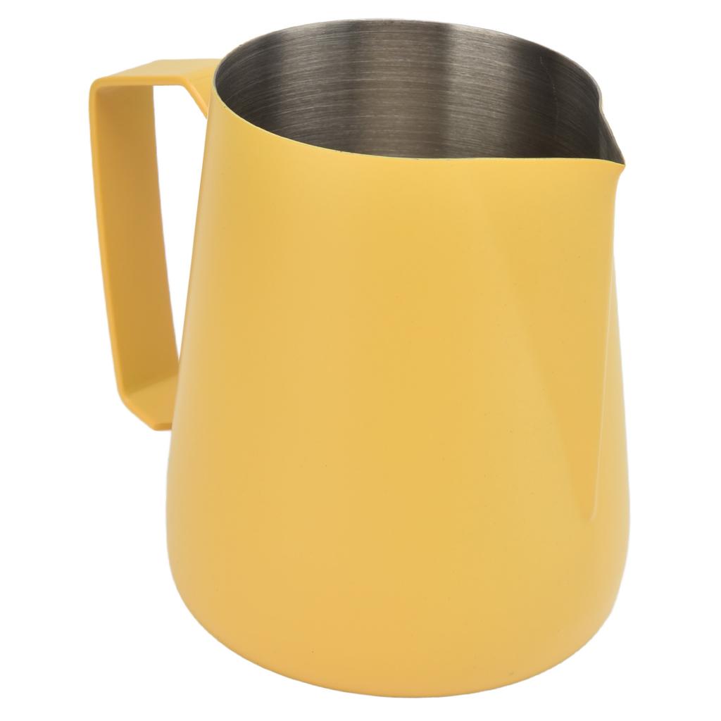 Milk Frothing Pitcher Thickened Frother Cup 450ml with Pointed Spout for Coffee Machine CafeYellow