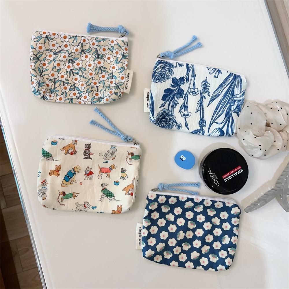 Cotton Change Bag Floral Mini Cotton Bag Card Bag Air Cushion Lipstick Storage Bag Convenient