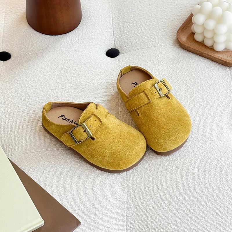 Mädchen Kork Clogs Schuhe Flach Geschlossene Zehen Dicke Sohle Hausschuhe für Kinder Outdoor Freizeit Junge Flache Hausschuhe Zapatos De Mujer