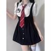 American Campus Pure Desire JK Uniform Waist-Hugging Pleated Skirt Dress for Summer.