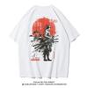 One Piece Roronoa Zoro Red Sun Ink Samurai Back Print T-Shirt Oversized Black Japanese Anime Streetwear T-shirt