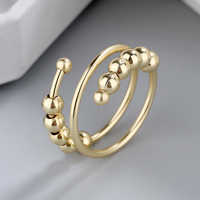 Women's Personalized Gold Double-Layer Adjustable Ring