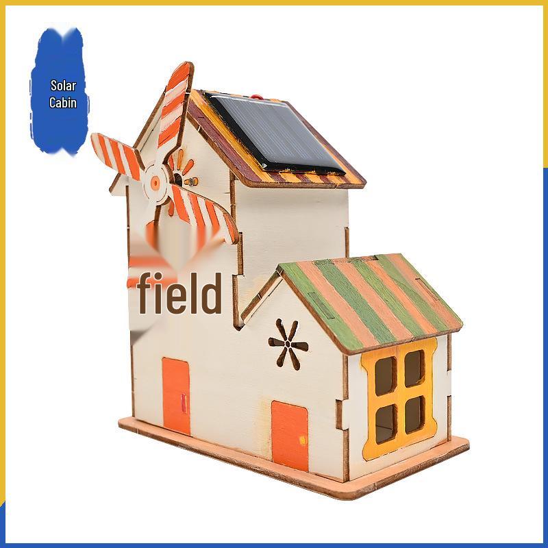 Solar-Powered Windmill Cabin Kit: DIY STEAM Educational Toy for Kids