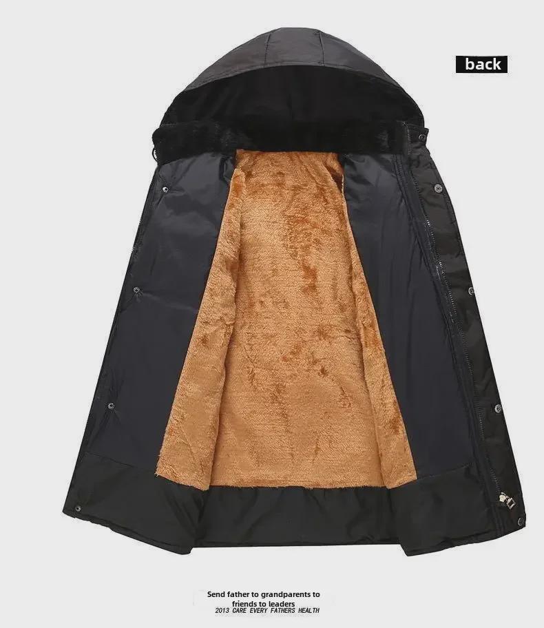 Men's Winter Cotton-Padded Jackets & Coats: Plush, Thickened, Ideal for Middle-Aged & Elderly Dads.