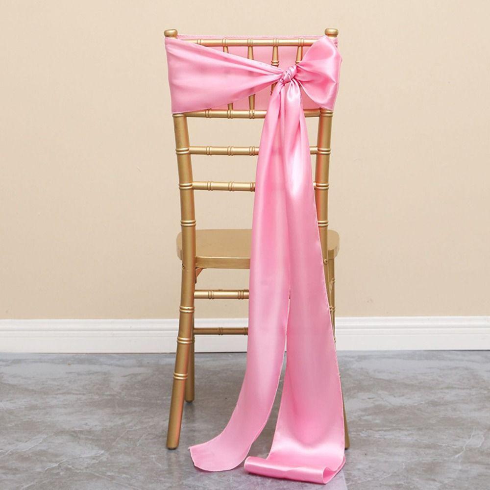5pcs Vintage Satin Wedding Chair Sashes 275cm Chair Back Ribbon Bow Chair Cover  Baby Shower