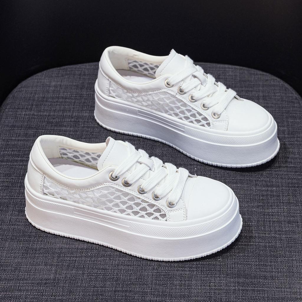 Women's summer new mesh yarn breathable thick sole heightening versatile sports and leisure shoes single shoes