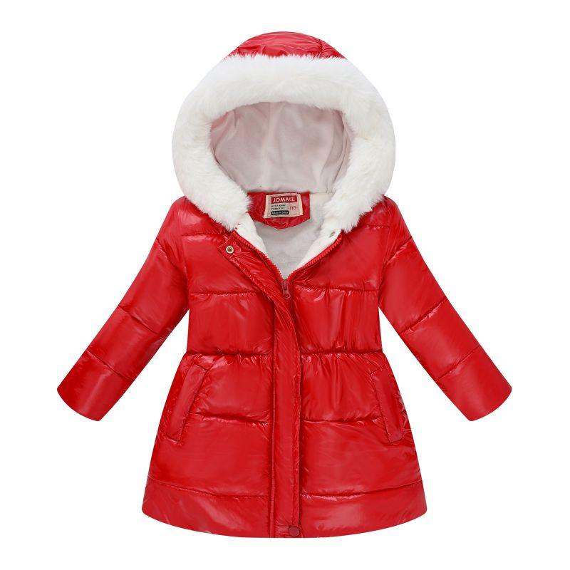 4-12 Years Kids Girls Winter Warm Winproof Hooded Coat Mid Length Jacket