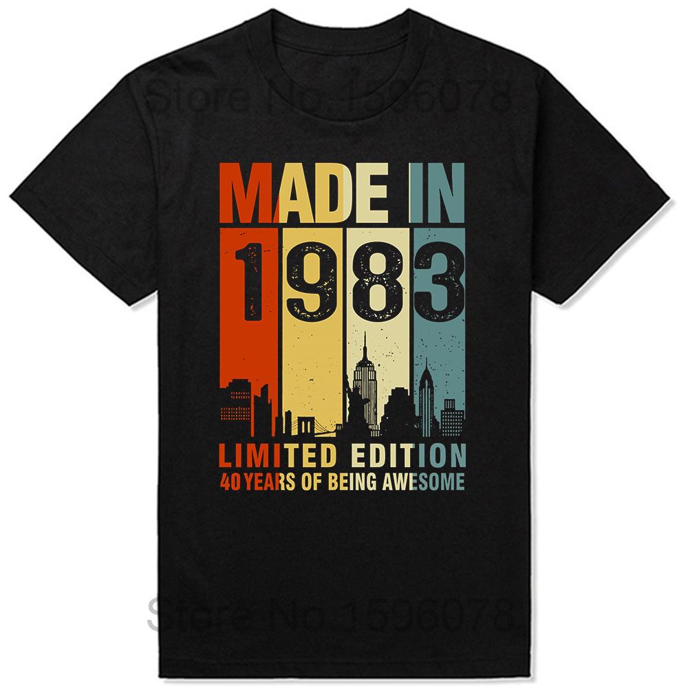 Made In 1983 Limited Edition Birthday Gift T-Shirt for Men Cotton T Shirts 41 Years Old Short Sleeve Tee Shirt Gift Idea Tops