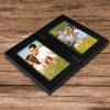 Lyeasw 3.5x5 Picture Frame Double Hinged, Classic Two Opening 3.5 by 5 Family Dual Photo Frame with Glass, Black Folding Free-Standing Vertical Frame