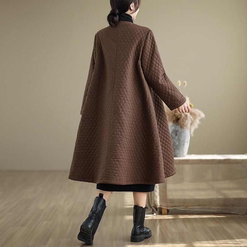 Autumn Spring Winter Cotton Padded Oversized Vintage Plaid Outerwears Women Casual Loose Jacket Coat