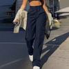 Womens Trendy Casual Streetwear Baggy Cargo Pants With Pockets Wide Leg Trousers Loose Overalls Long Pants