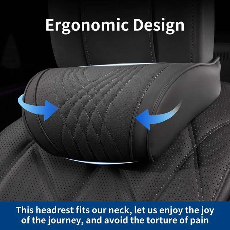 Car SUV Sedan Leather Seat Soft and Comfortable Headrest Pillow for Travel Car Headrest Memory Foam Driving Neck Pillow