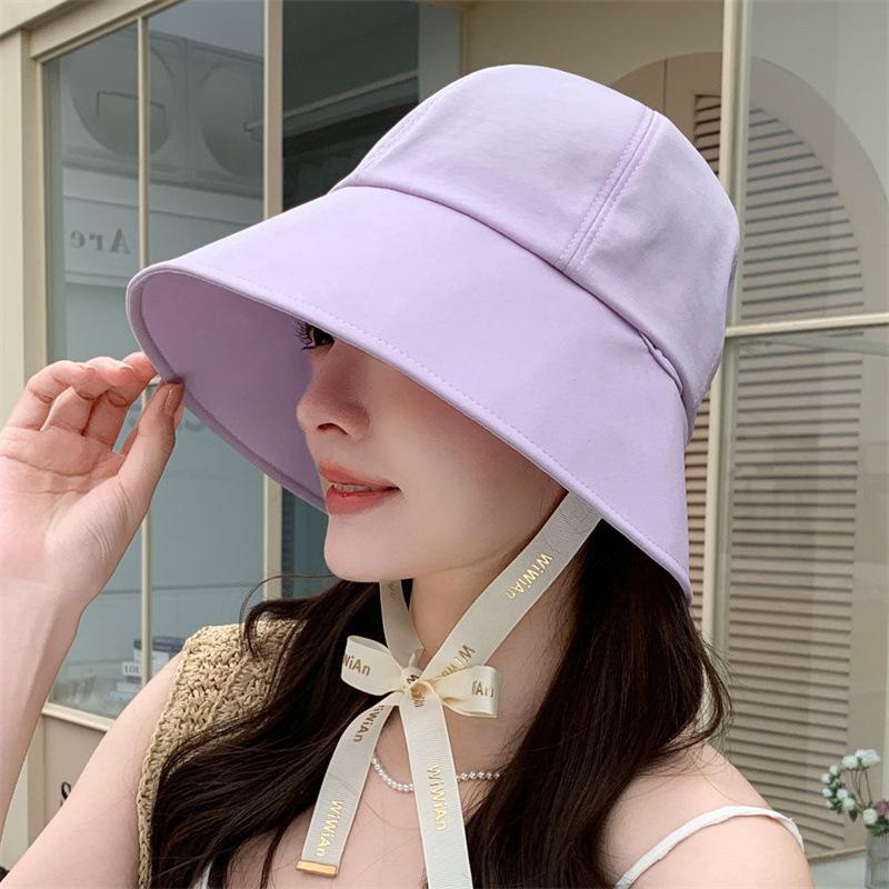 Can Tie Ponytail Bucket Hat Versatile Sunscreen Sun Hat Wholesale Spring and Summer Big Head Circumference Hat Women's Bucket Hat