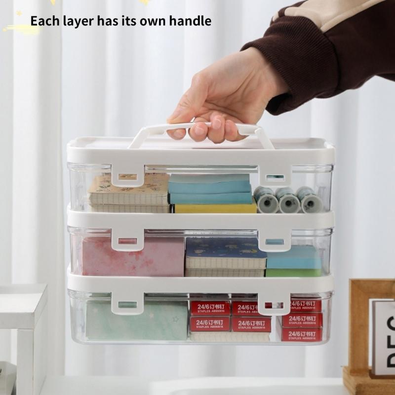 Pack of 3 Clear Organizers Container Featuring Comfortable Grips and Protective Covers Perfect for Desktop or Home Storage Applications
