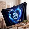 Olympique Marseille FC Personalized Fleece Blanket With Football Logo, Custom Name Text Soft Warm Home Throw Blanket
