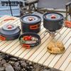 WTEMPO Veselă de gătit pentru exterior Veselă de picnic Set ceainic Echipament de camping Aragaz cu casetă Veselă portabilă