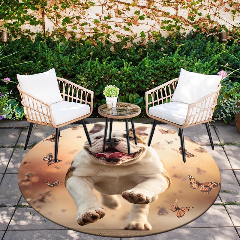 Bulldog pattern round rug,Carpet Rug for Living Room Bedroom Sofa Playroom Decor,Non-slip Floor Mat,Holiday Gifts and Birthday Gifts