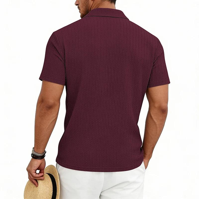 Men's Casual Shirts Textured Short Sleeve Button Down Shirt Summer Loose Fit Knit Tops for Men