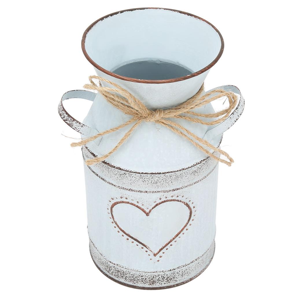 Vase Unique Heartshaped and Rope Design Galvanized Iron Vase for Indoor Outdoor Home Office