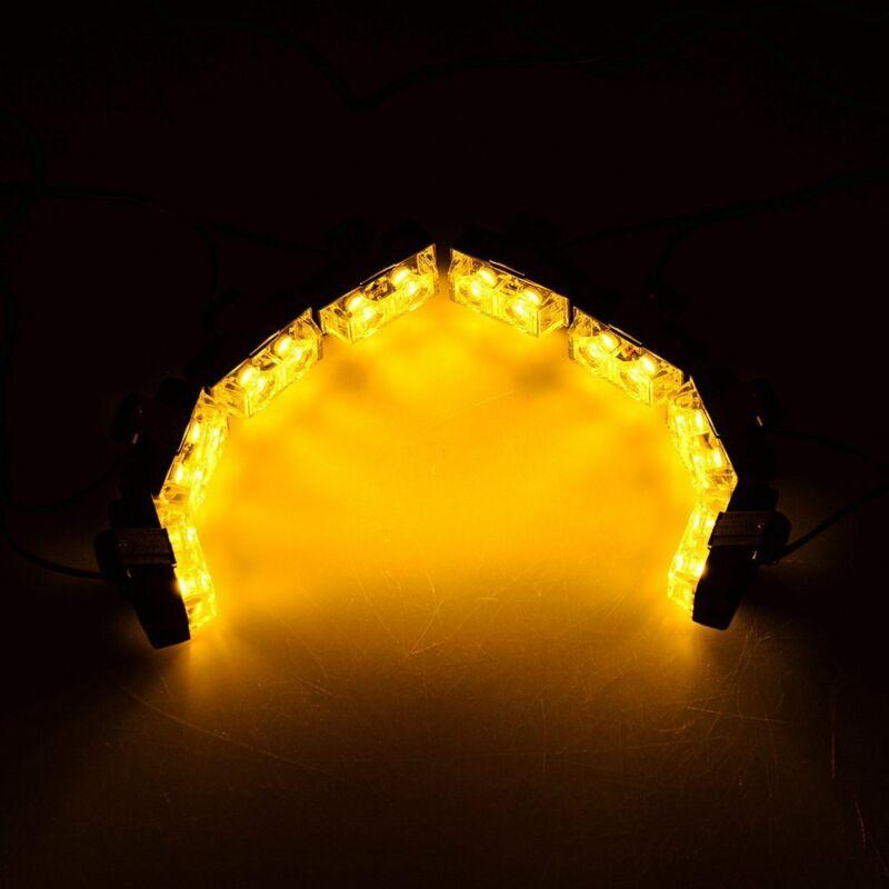 8X 2LED Car Front Grille Strobe Light Bar Warning Hazard Emergency Amber 2LED