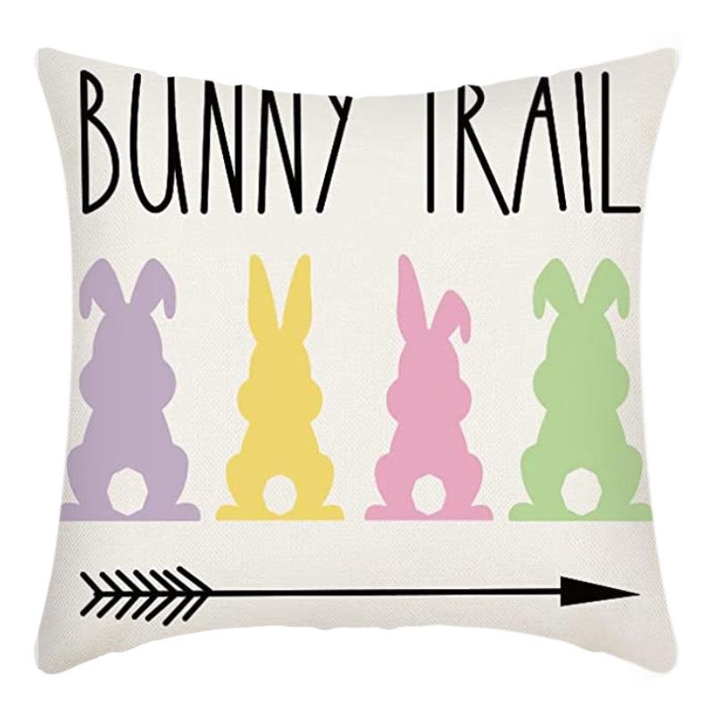 New Easter Pillowcase Cute Rabbit Short Plush Linen Cushion Pillowcase