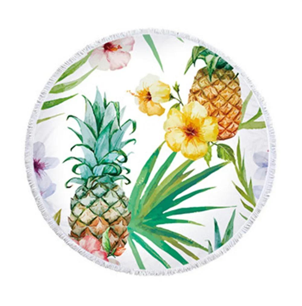 Carton Pineapple Round Beach Towel Tassel Bohemian Flamingo Large Blanket Picnic Yoga Mat travel Boho Tablecloth Beach towel