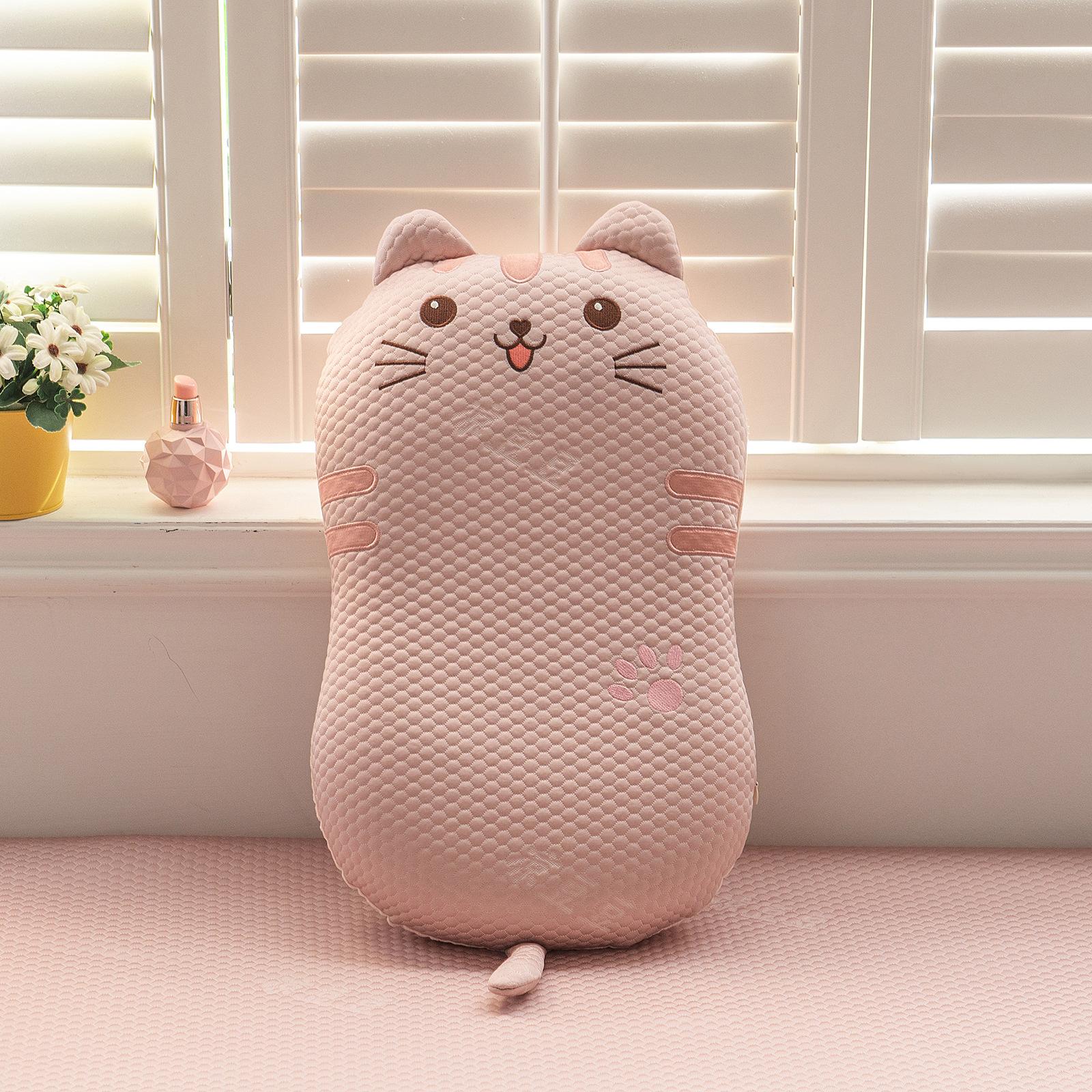 Чехол на подушку «Кошачий живот» из хлопка с эффектом памяти Чехол на подушку «Кошачий живот» для школьников Чехол на подушку «Кошачий живот» для детей 35x55cm розовый