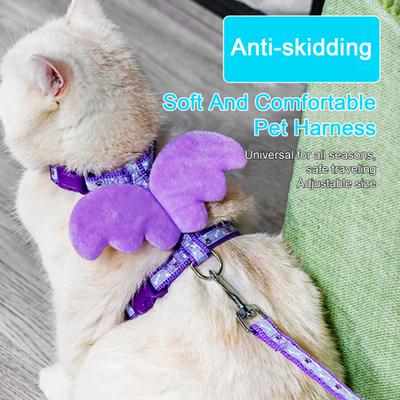 Pet Leash Angel Wings Decor Rabbits Harness Set Adjustable Comfortable Chest Strap Small
