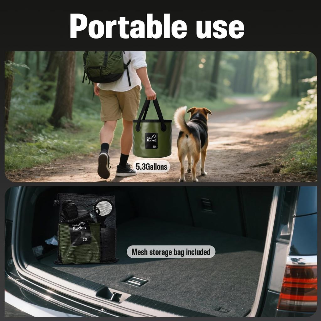Portable Camping Shower with 6000mAh Gallon Folding Filtered Shower for Car Bathing Outdoor Camping Shower Pump Battery, 5.3 Bucket, Head, Hiking/RV,