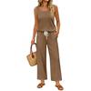 Women Sleeveless Tank Top and Wide Leg Pants Two Piece Set Casual Loose Fit Lounge Wear Suitable for Travel Vacation and Home Relaxation