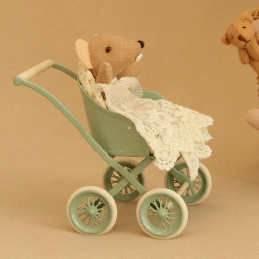 1:12 Miniature Artificial Furniture Baby Stroller Dollhouse Miniature Baby Carriage Dollhouse Furniture for  BJD OB11 Doll House