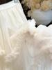Women's Layered Wood Ear Lace Mesh Skirt, Fluffy A-Line, Early Spring Fairy Style