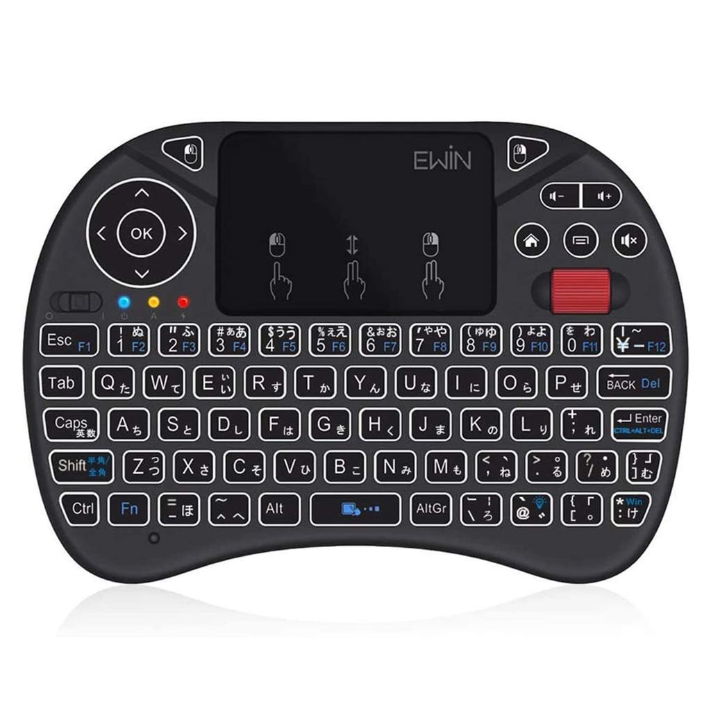 Ewin [New Model] Mini Keyboard with JIS Layout, Wireless 2.4GHz, Mouse Wheel, Touchpad, Integrated Mouse Set, Ultra-Small, Multi-Function Buttons,