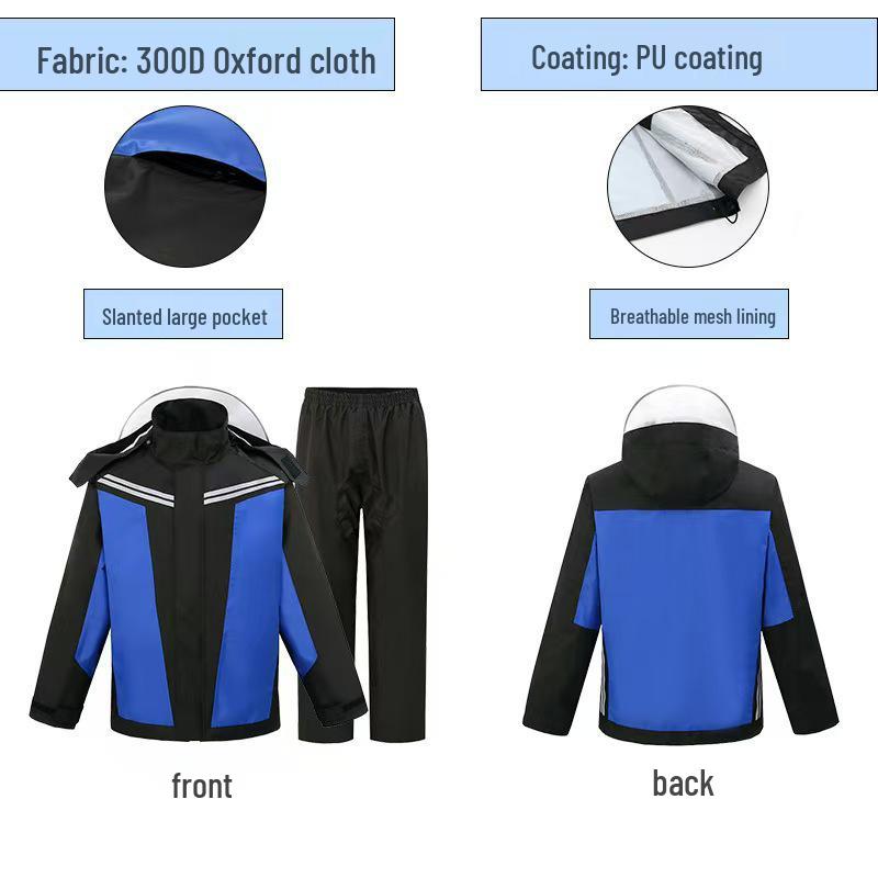 Reflective Raincoat Set for Traffic Duty, Road Administration, and Motorcycle Cycling