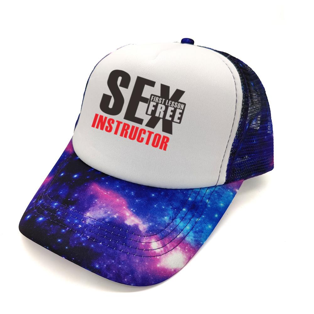 Sex Instructor First Lesson Free Trucker Cap Unisex Lustige Mütze Baseball Cap Unisex Mesh Net Caps