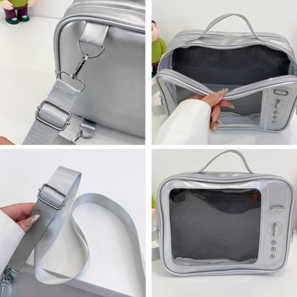 Large Capacity TV Model Backpack PU Shoulder Bag Fashion Transparent Layer Ita Bag  Daily
