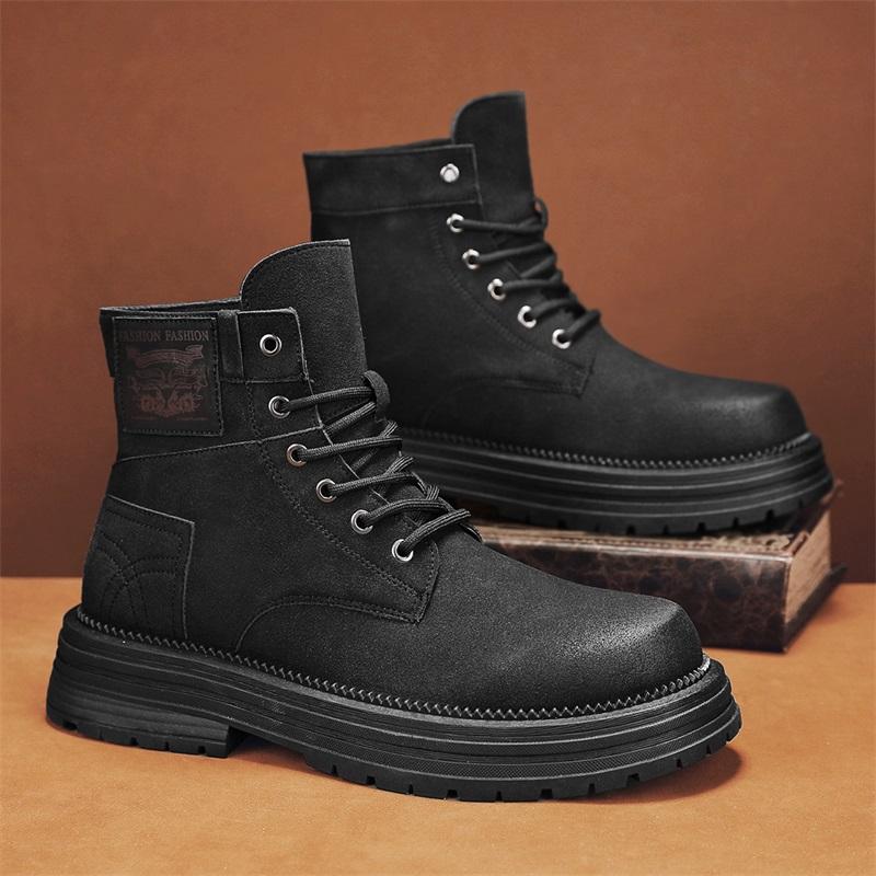 New Tooling Military Training Mountaineering High-top Rhubarb British Spring Martin Boots Men's Combat Boots 2025 Desert Shoes Universal