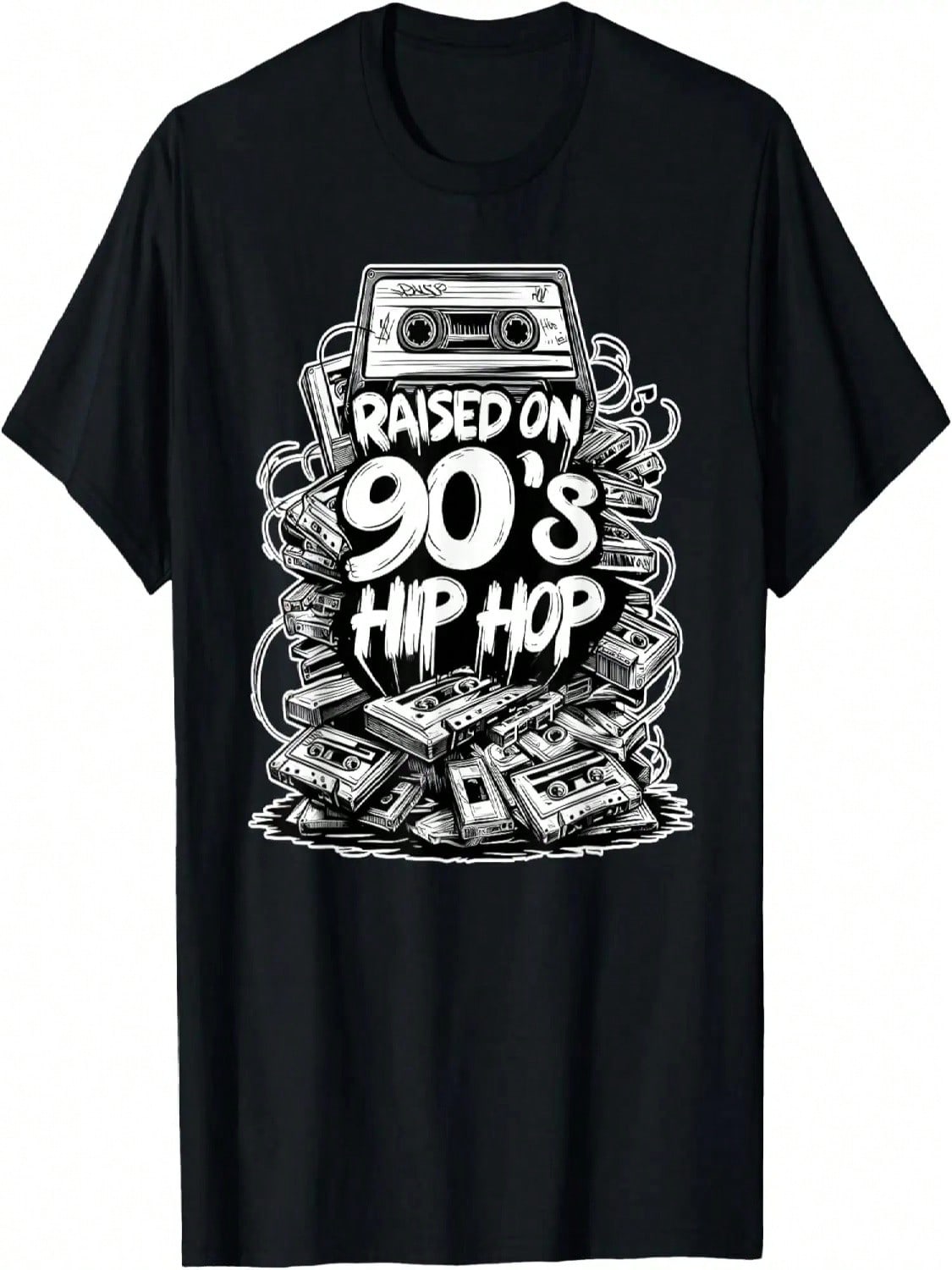 RAISED ON 90s HIP HOP Anniversary Cassette Tape Graffiti Rap T-Shirt S разноцветный