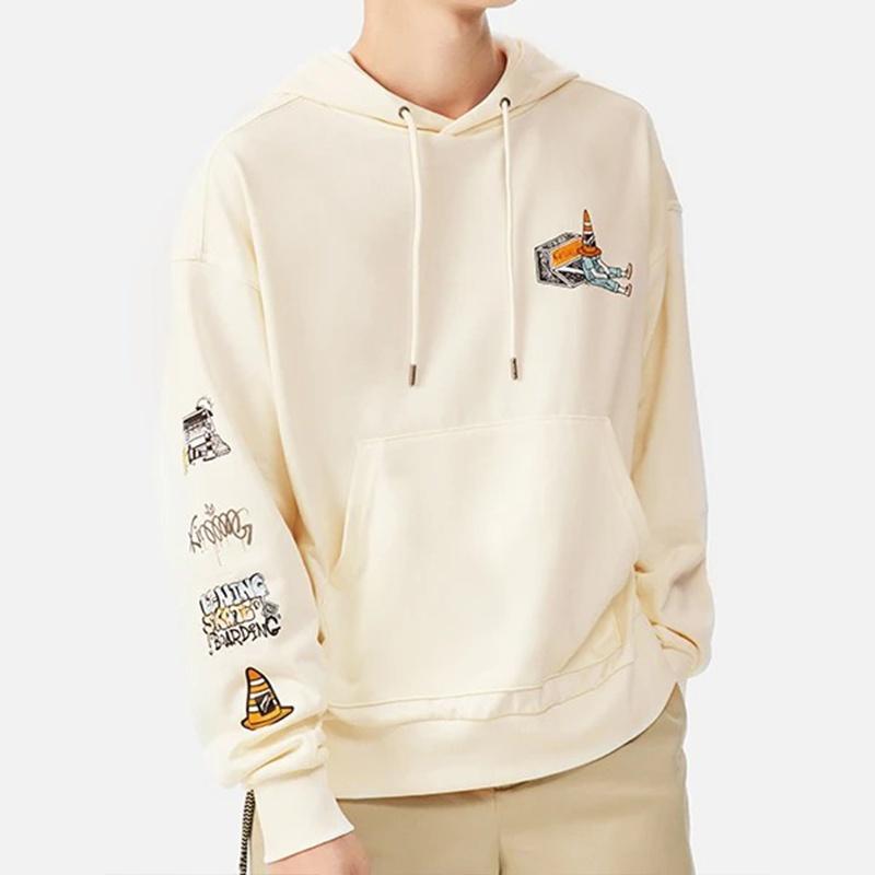 Li-Ning Skateboard Series Funny Pattern Printing Loose Pullover Hoodie 'Creamy White' Men's AWDS177-3