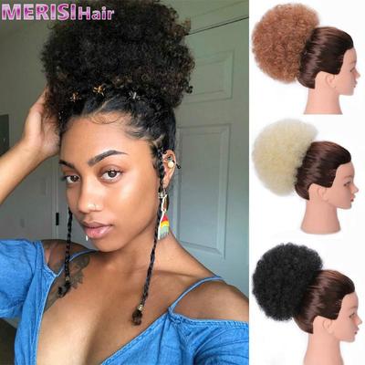 Synthetic Curly Hair Ponytail African American Short Afro Kinky Curly Wrap Synthetic Drawstring Puff Pony Tail Hair Extensions
