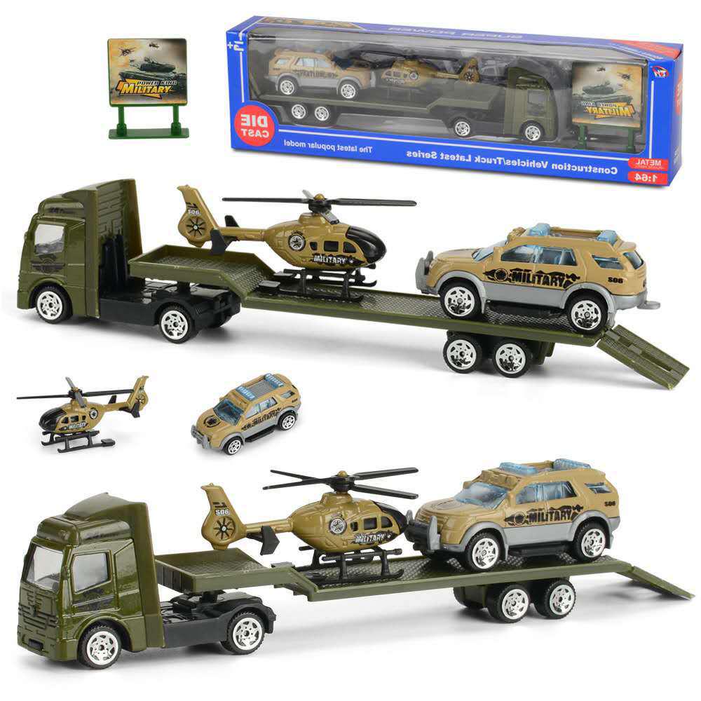 Children's Mini Alloy Inertial Car Set with Sliding Trailer Models