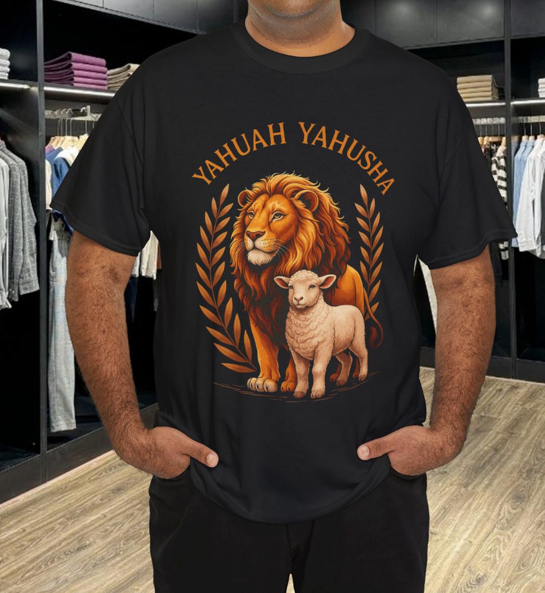 Lion of Judah and Lamb Yahuah Yahusha T-Shirt Mens Womens Tees Top S