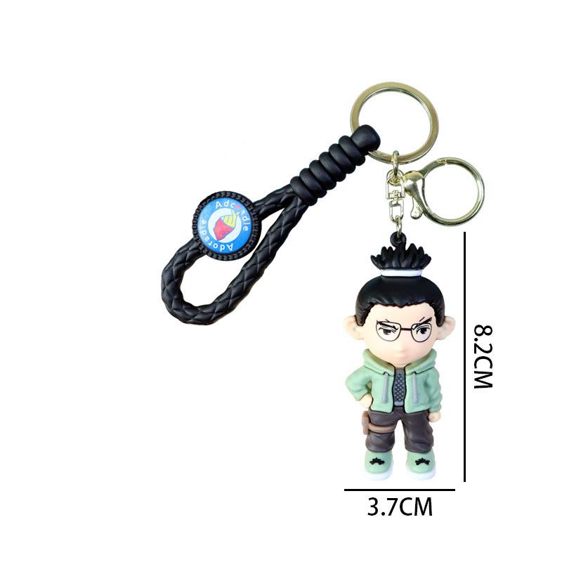 Japanese Naruto Cute Anime Figure 3D Character Flag Wood Kakashi Pvc Keychain Couple Backpack Car Key Pendant Bag Decoration