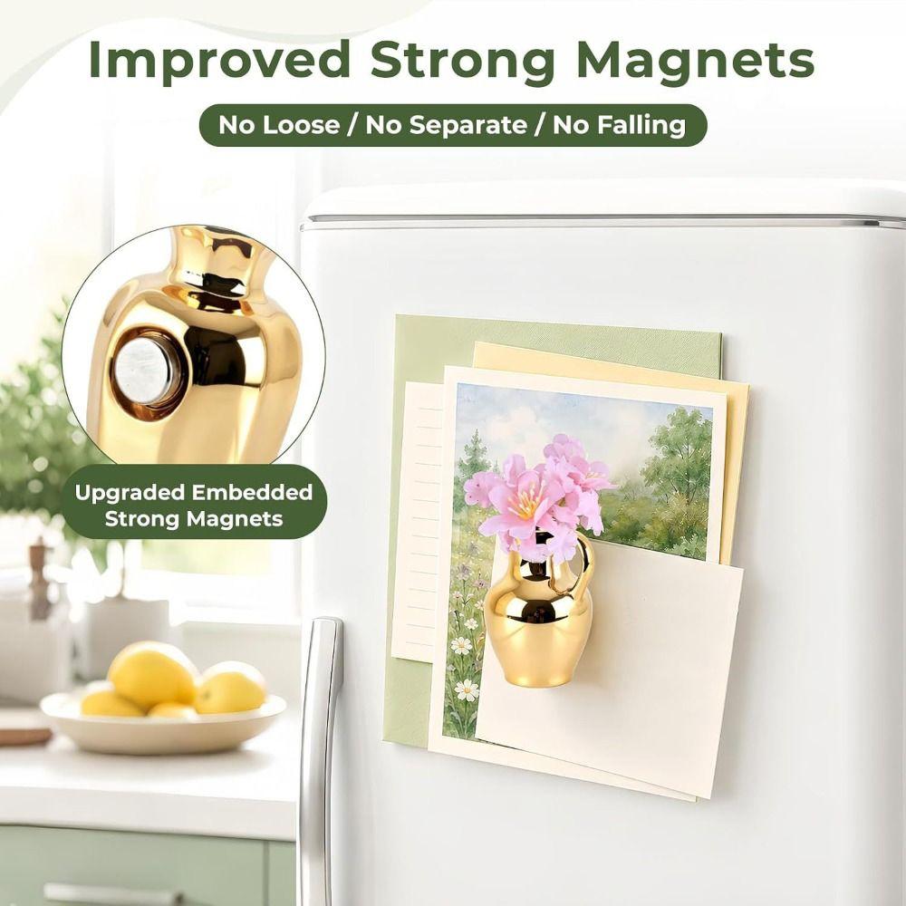 8Pcs 3D Mini Ceramic Vase Magnets Creative Refrigerator Magnets Vase Living Room