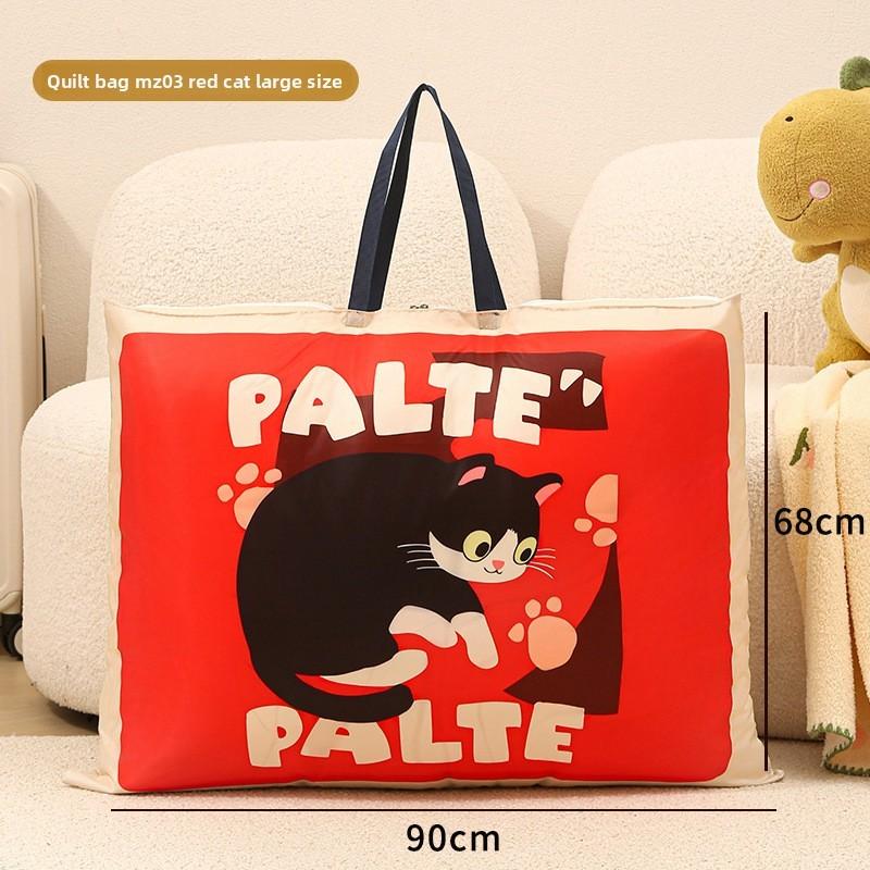 Cartoon Cat Plush Cotton Comforter Storage Bag For Travel And Bedroom Organization